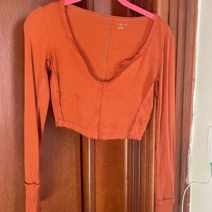 Urban Outfitters Out from Under Terracotta Long Sleeve Crop Top